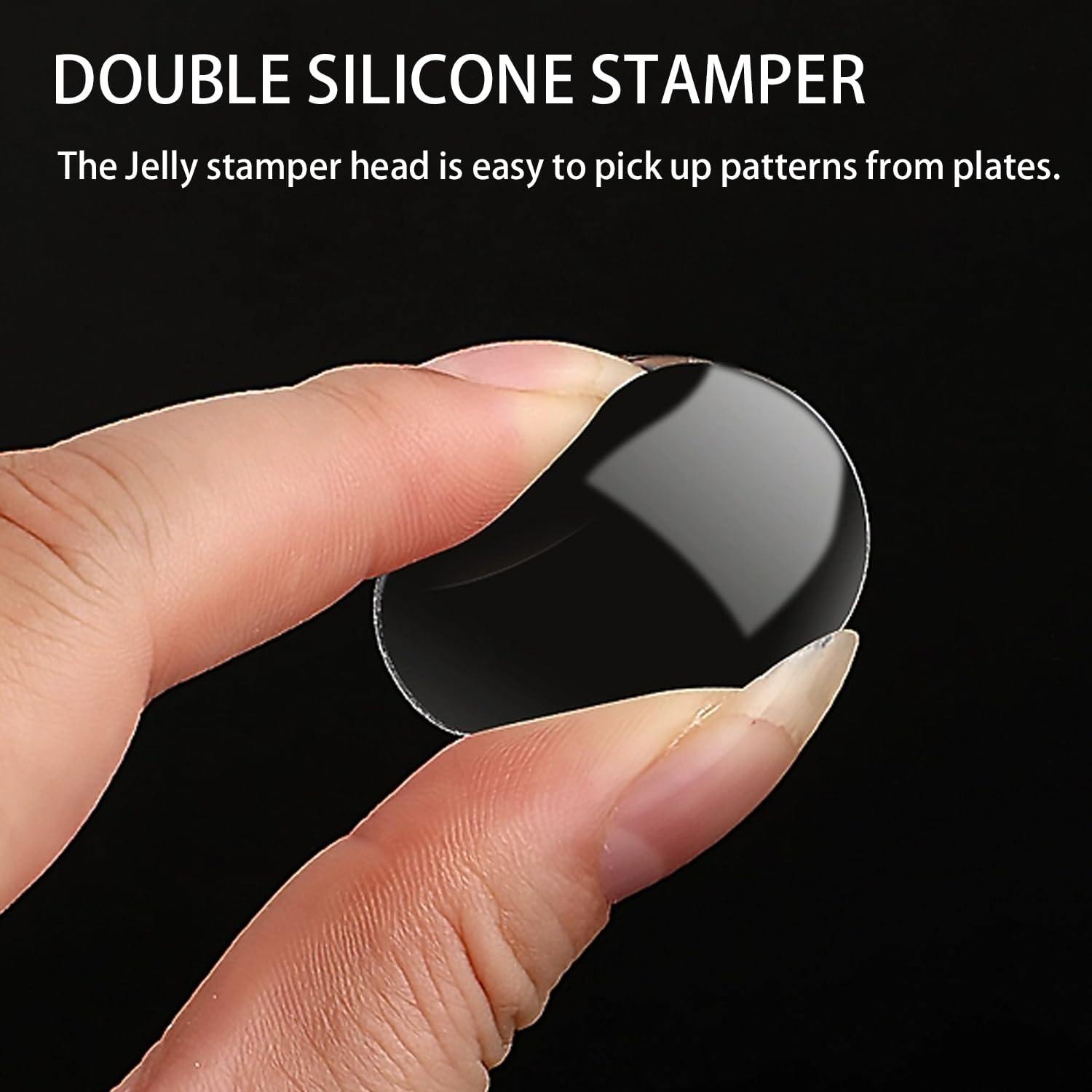 French Tip Nail Stamp French Nail Stamp Clear Silicone French Tip Stamp Nail Art Stamper Nail Stamper Nail Art Jelly Stamper with Scrapers Nail Art Brushes for French Manicure Home DIY Nail Salon 5Pcs - Image 4