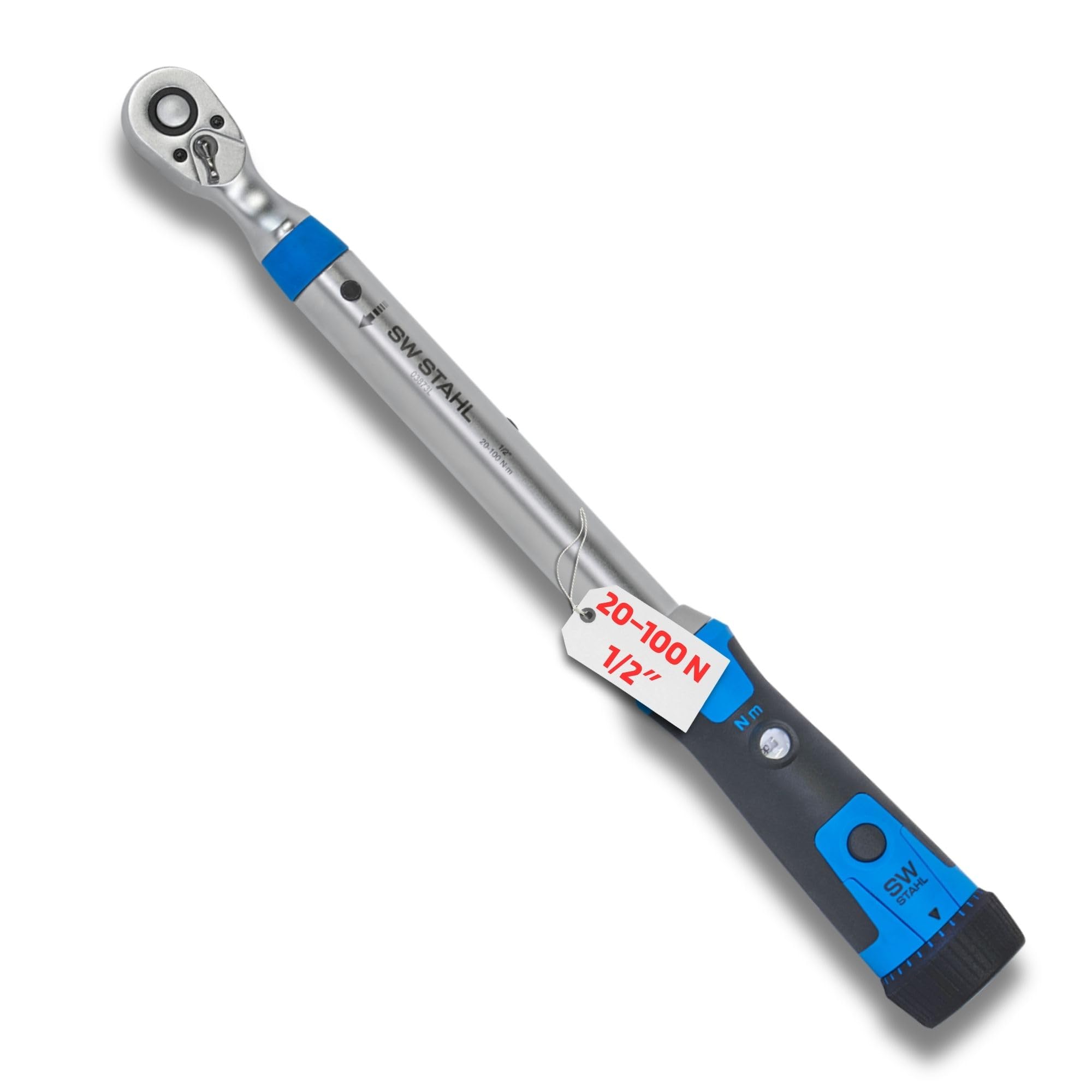 SW-Stahl 03873L Profesjonalny Klucz Dynamometryczny 1/2 Cala 20-100 Nm | Precyzyjne narzedzie do napraw aut i motocykli, czworokatny przepust, certyfikat kalibracji oraz ergonomiczny uchwyt 2K