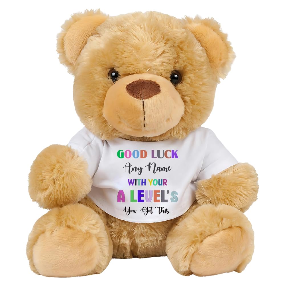 Getagift Personalised Good Luck with Your A - Levels, add 'Any Name' You've got This Gift, Exam Good Luck Gift, Soft Plush, Soft Toys, Teddy Bear. (Brown Teddy)