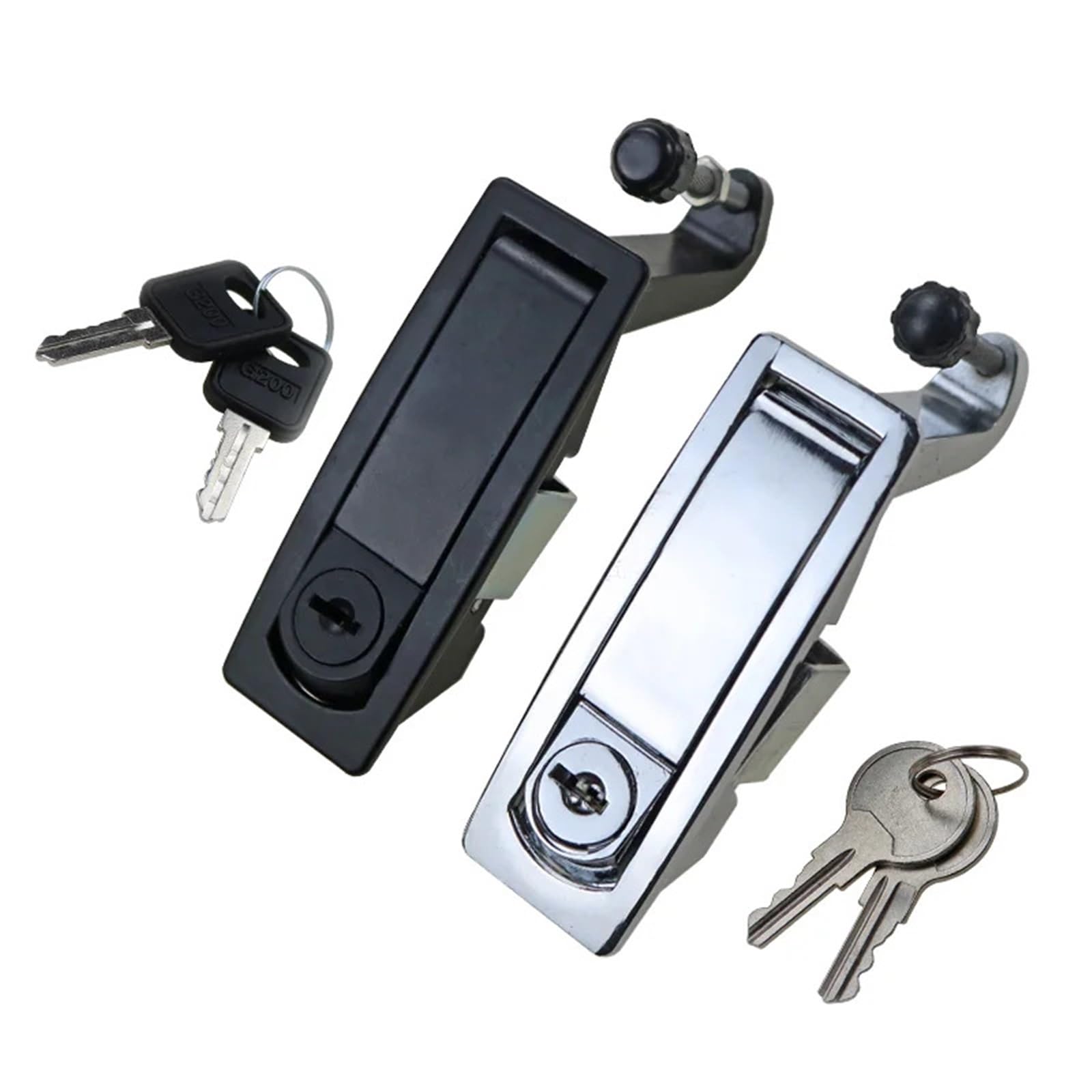 Wqgqpxob Black With Lock Zinc Alloy Flat Lock Industrial Electrical Machinery Equipment Box Door Cinet Pressure Spring 1Pcs(Black With Lock)