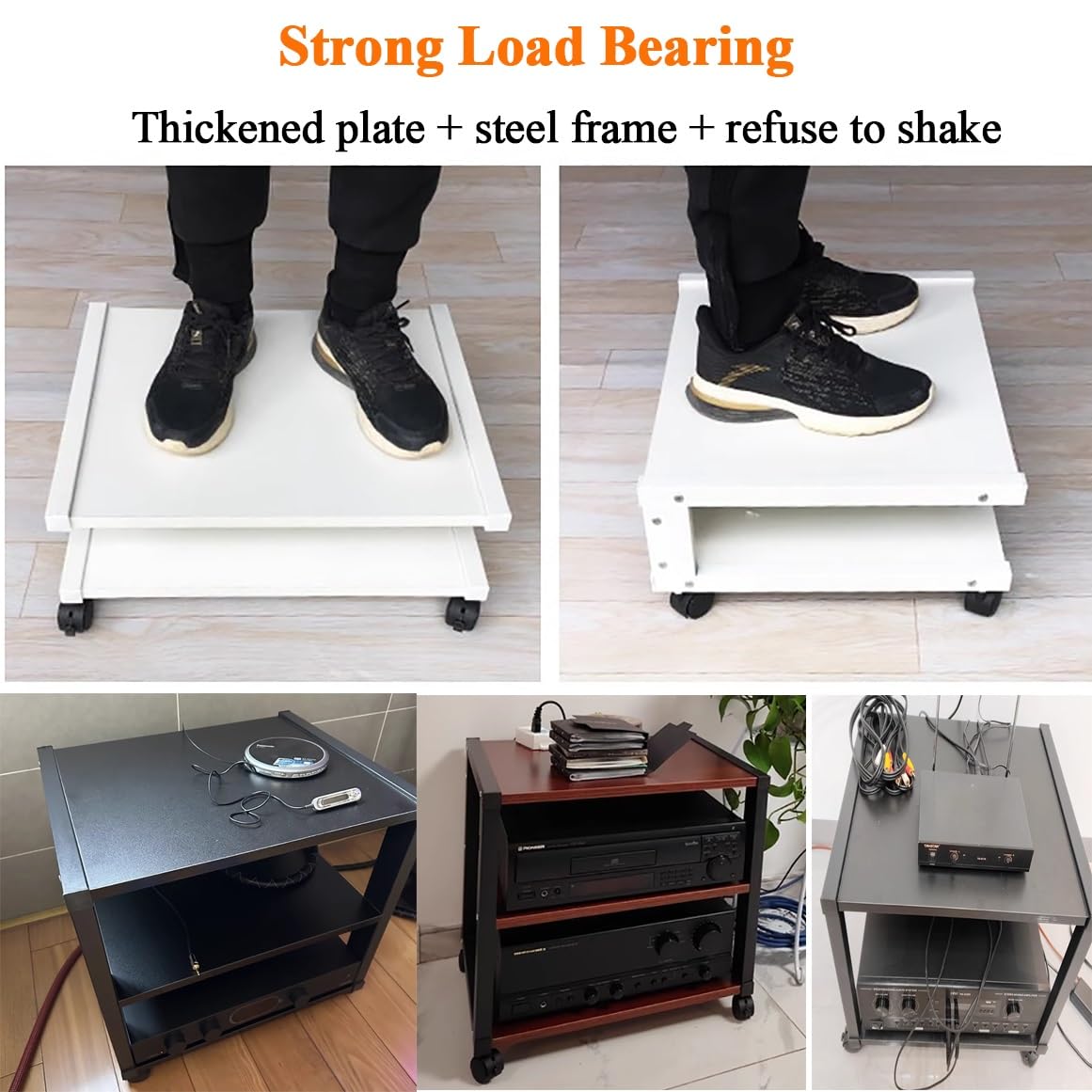 Scaffale compatto per componenti elettronici e apparecchiature audio, organizer salvaspazio per casa e ufficio