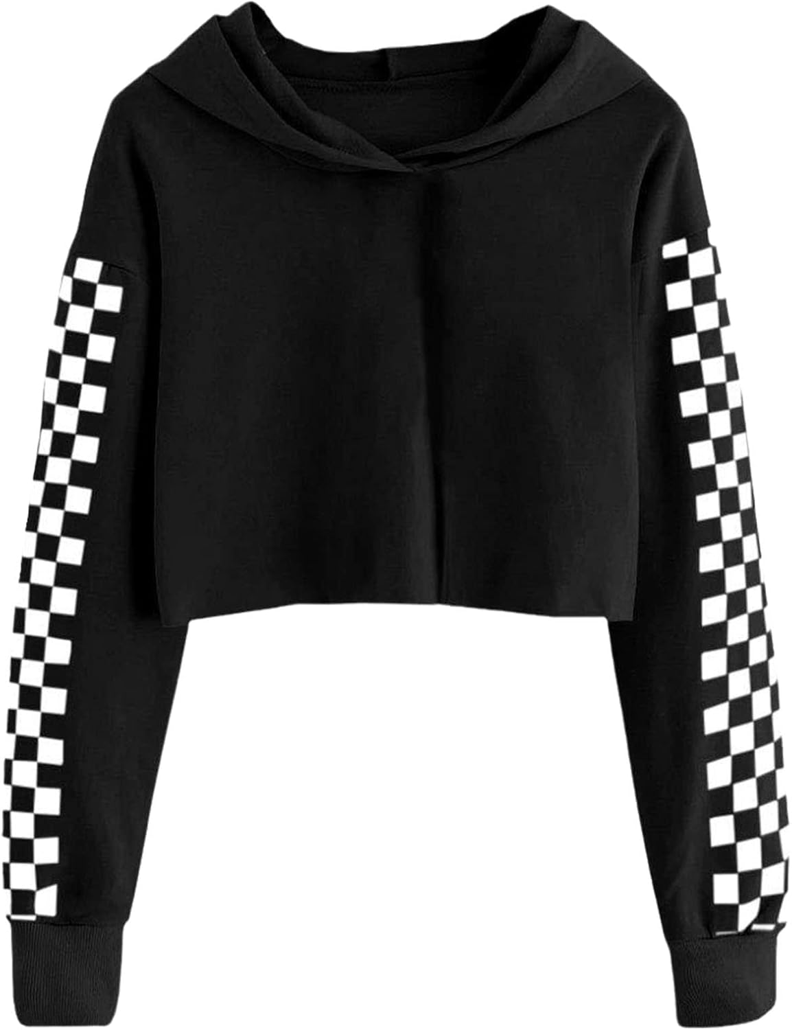 Girls Crop Tops for Kids Plaid Hoodie Long Sleeve Sweatshirt Casual