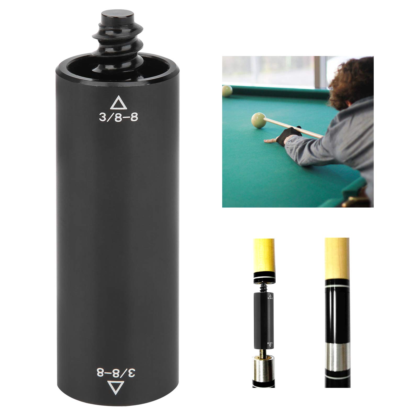 EVTSCAN Snooker Billiard Pool Cue Teeth Pool Extension Cue, Billiard Middle Shaft Aluminium Extender Adapter for Sports Supply 3/8?8 Teeth