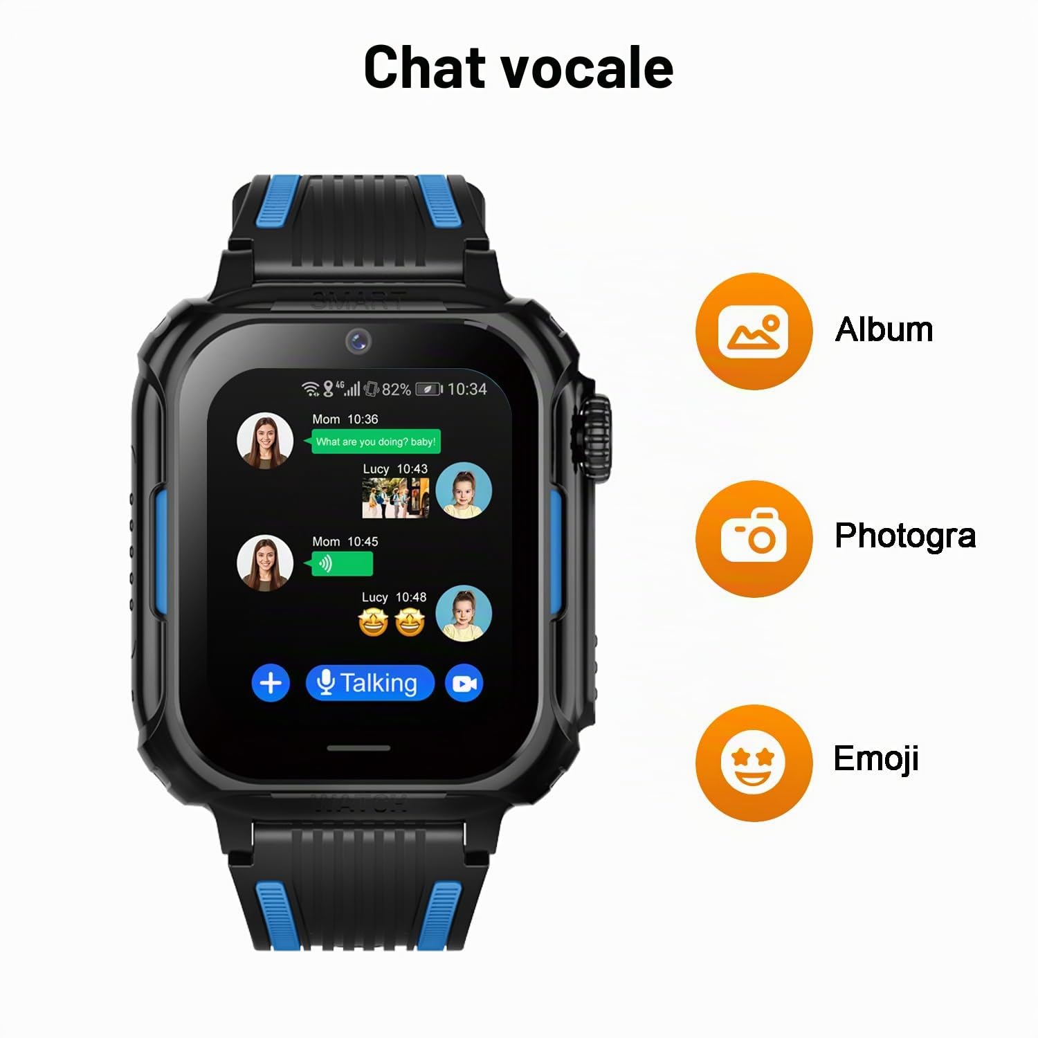 Smartwatch Bambini GPS 4G Orologio Telefono per Bambini con SOS Chat Video Fotocamera modalità Scolastiche Smartwatch per Bambino 5-16 Anni