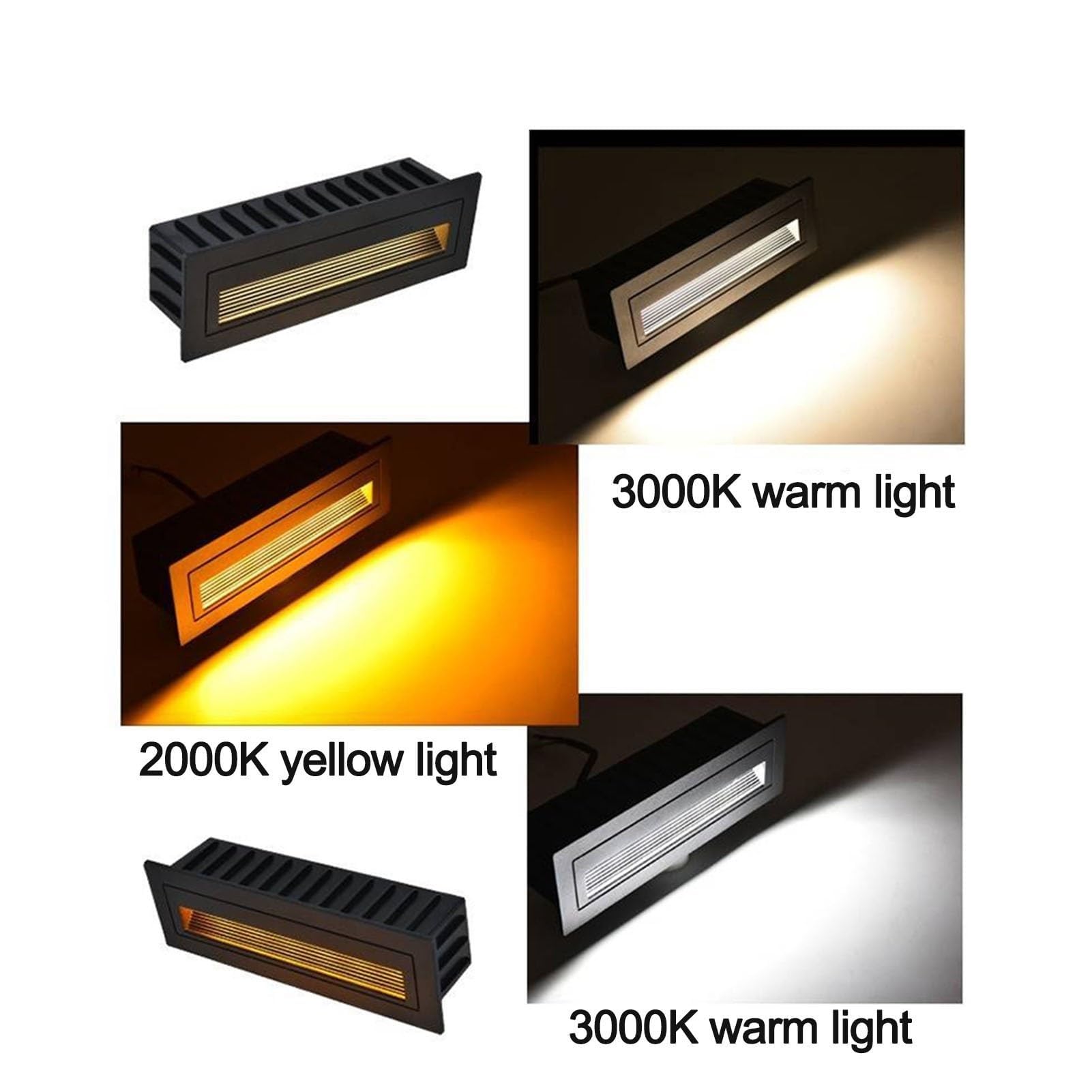 Lámpara De Jardín - Foco LED Empotrable Para Escaleras, Luces De Paso Para Exteriores Impermeables IP65, Luces De Escalera De Pasillo/luz De Esquina De 85-265V CA(Yellow,6W(205 * 85mm))