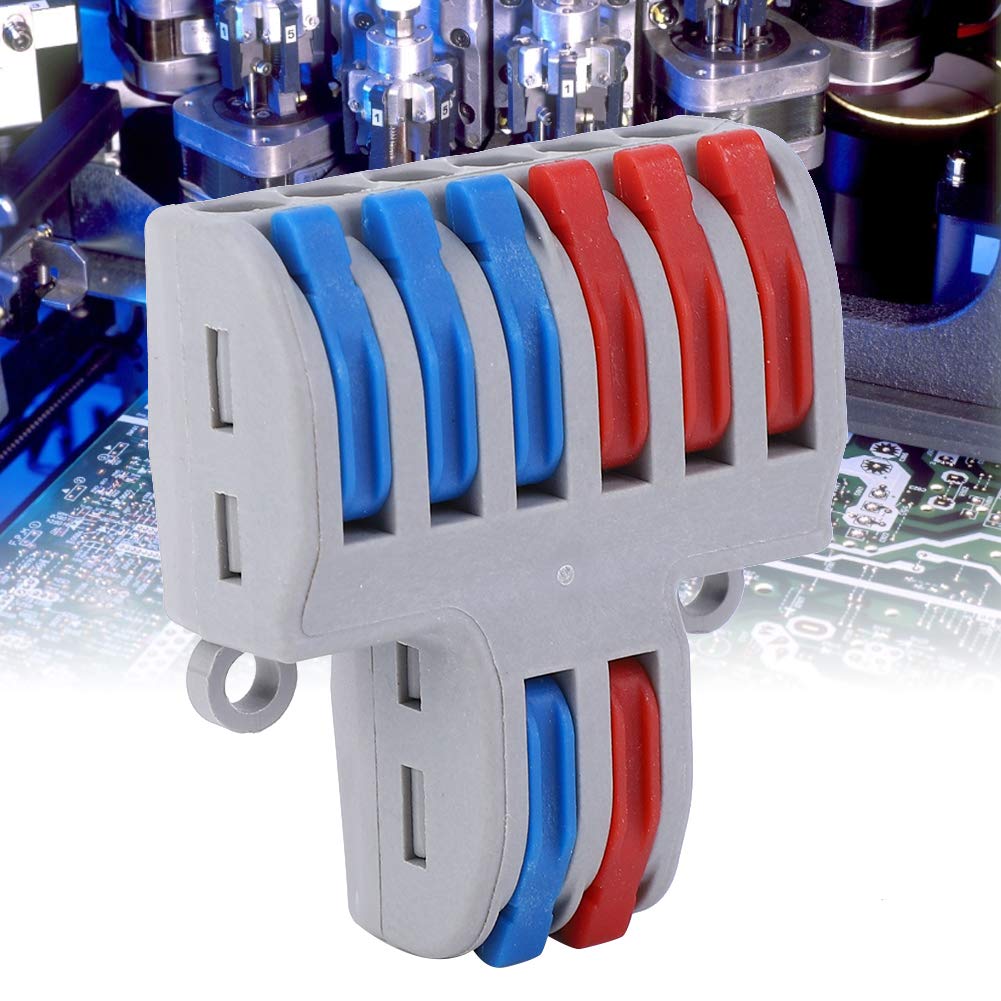 hongxinq 5pcs 2 in 6 Out Reusable Spring Lever Terminal Blocks Electric