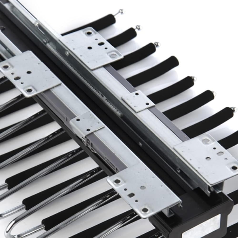 Heavy Duty Pull-Out Pants Rack - Sliding Closet Organizer for Trousers, Scarves, and Ties - Durable Steel Hangers - Beige Color - Space-Saving Storage Solution