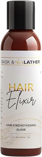 BASK & LATHER Elixir Hair Strengthening Oil, Jamaican Black Castor Oil, For Volume, Thickness, Detangle, De Frizz, Conditions New Hair Growth, 4 fl oz