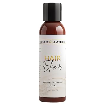 BASK & LATHER Elixir Hair Strengthening Oil, Jamaican Black Castor Oil, For Volume, Thickness, Detangle, De Frizz, Conditions New Hair Growth, 4 fl oz