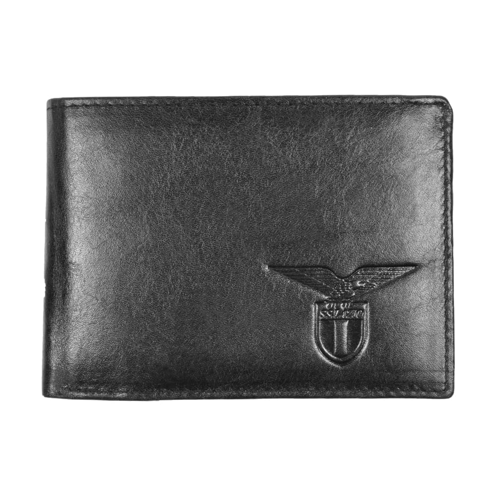 Leather Wallet with hot Embossed Logo, Official SS LAZIO Product 173190, Black, Leather Wallet