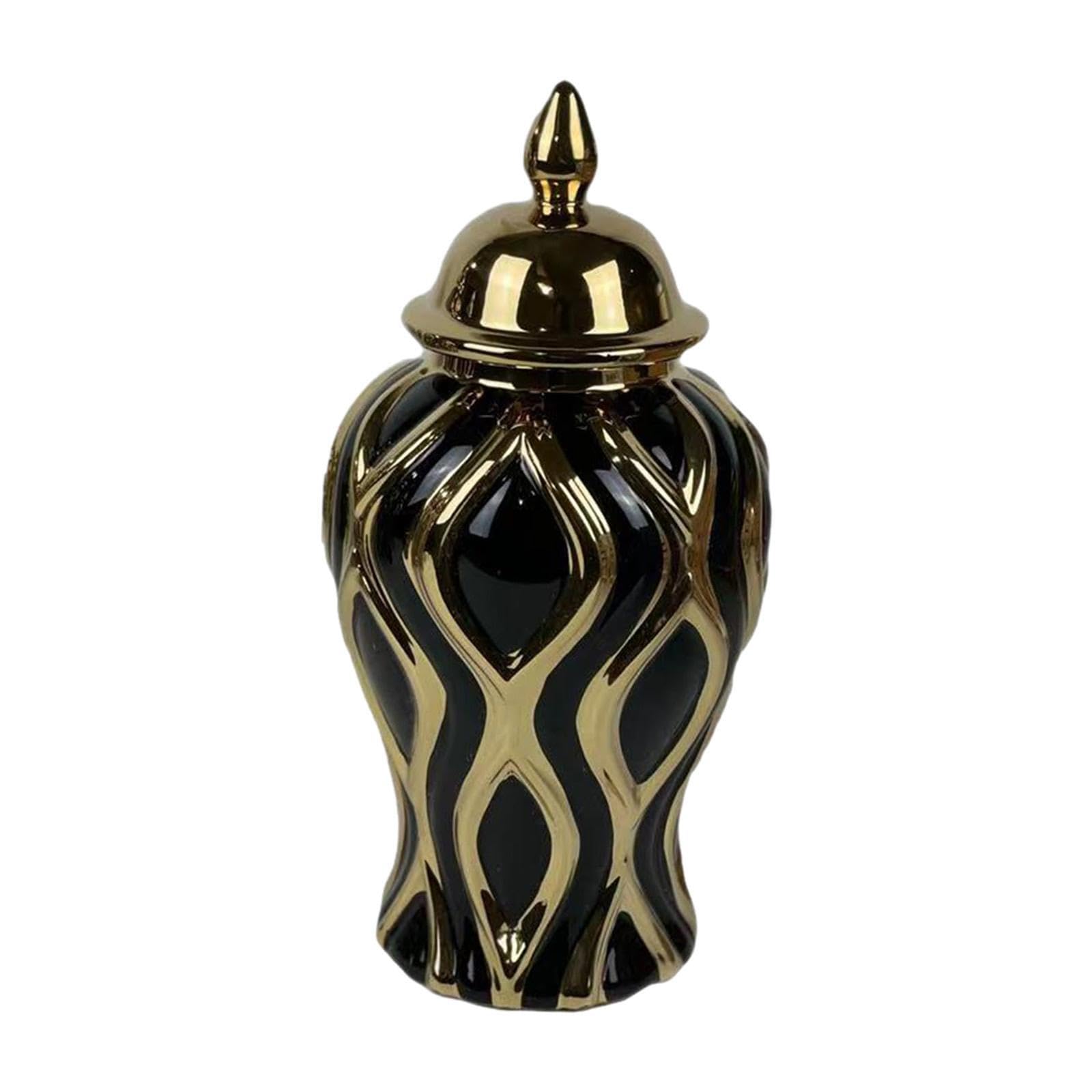 TWISAXC Floral Arrangement Ceramic Ginger Jar Vase Elegant And Delicate Home Decor Vase European Porcelain Jar Glazed With Lid Display Tea Storage Collection