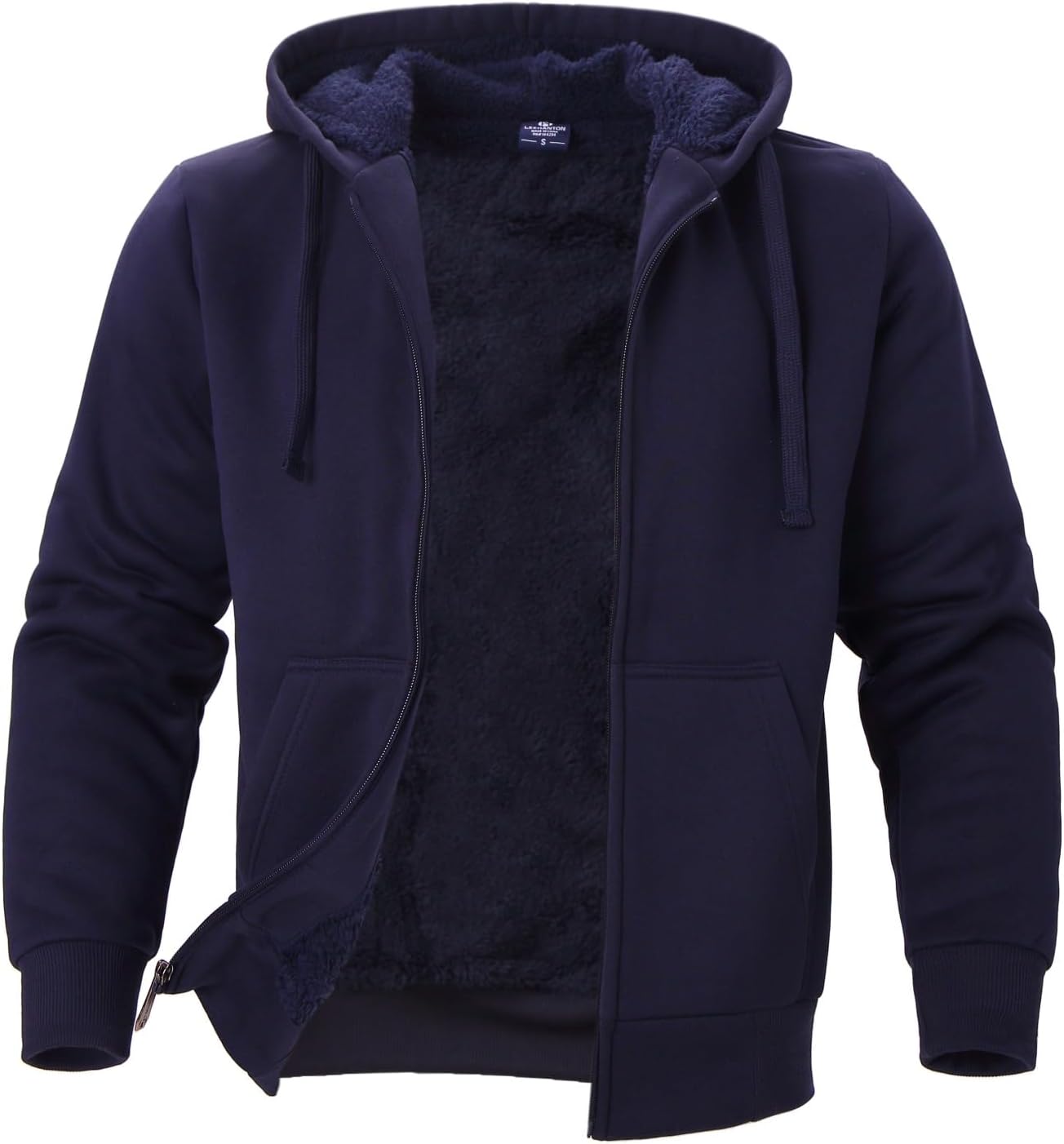 LeeHanTon Sherpa Lined Hoodies for Men Heavyweight Full Zip Up Sweatshirt Thick Fleece Winter Warm Work Jackets Plus Size - Image 3