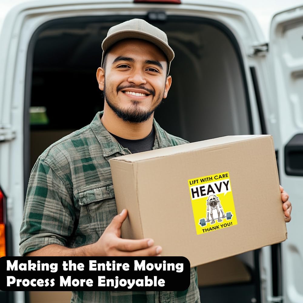 1step2dream Caution Heavy Sticker| Funny and Witty Labels for Heavy Special Handling Shipping,2×3 Inch Practical Labels for Moving | Permanent Adhesive