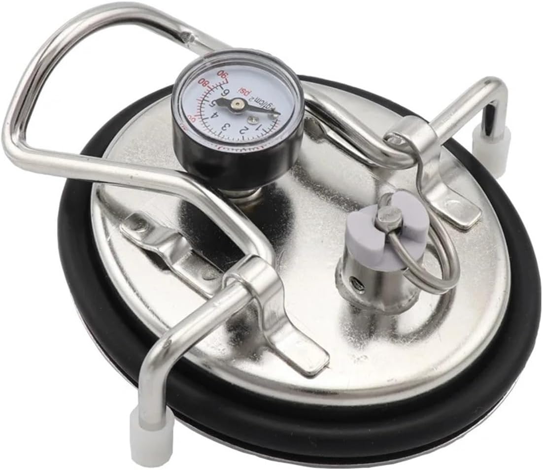 Home Brewing Cornelius Keg Carbonation Lid New Replacement Corny Keg Lid 0-90PSI Gauge O-Ring for Homebrew Beer Soda Ball/Pin Lock Kegs Brewing Accessories(Lid with Gauge)