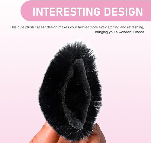 Miniatura 3 de 2 piezas de decoración de casco con orejas de gato, divertidas orejas de gato de felpa para casco, decoración de orejas de gato suave autoadhesiva,