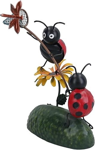 AB Tools Miniature Life Metal Ladybird Catching Dragonfly Garden Gift Ornament 6x12x20cm