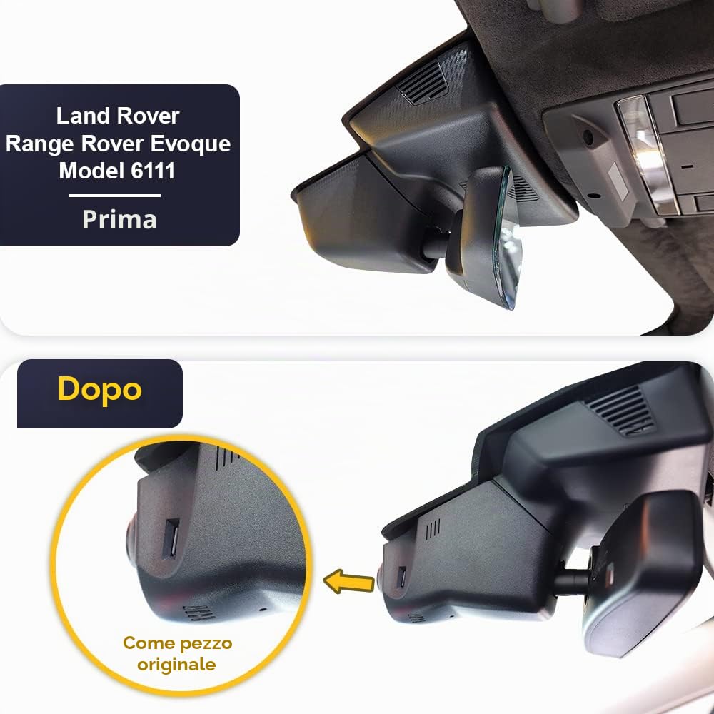Fitcamx Dashcam 4K Adatto per Land Rover Range Rover Evoque 2012-2023 L538 L551 (modello 6111), OEM 2160P UHD video WiFi, G-sensor, registrazione in loop, WDR, Plug & Play, scheda da 64GB