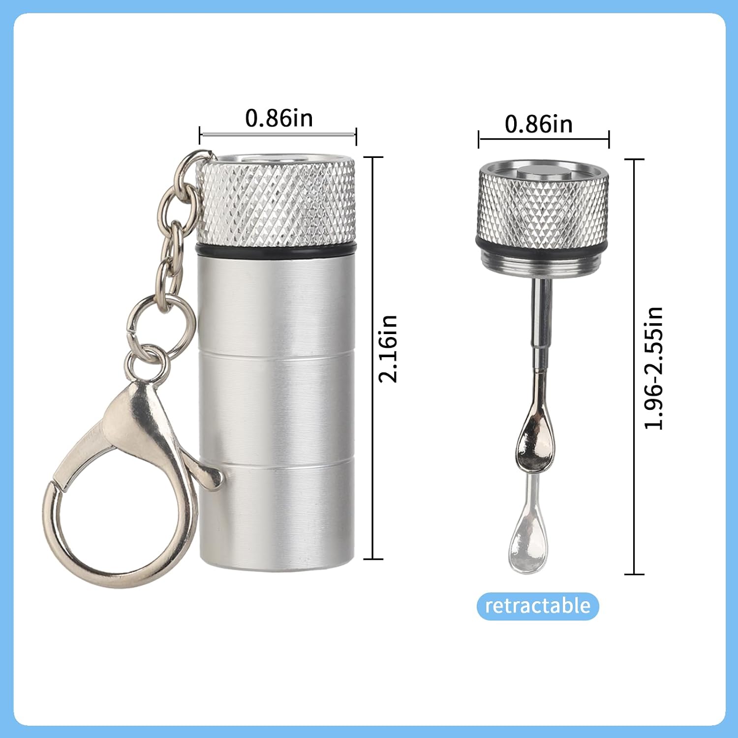 Portable Keychain Box Container Case，Mini Aluminium Alloy Organizer Case Container，Travel Containers with Key Ring
