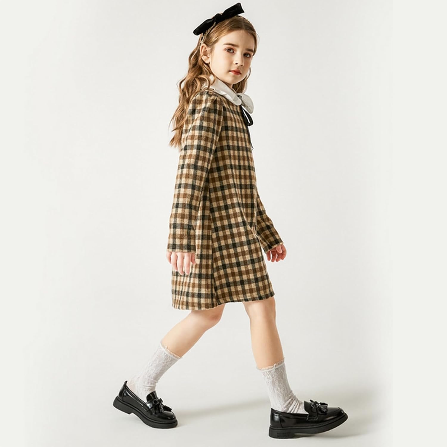 WUIWUIYU Girls School Uniform Dress Loafer Cute Bow Slip ons Hook&Loop Loafer-Flat Shoes