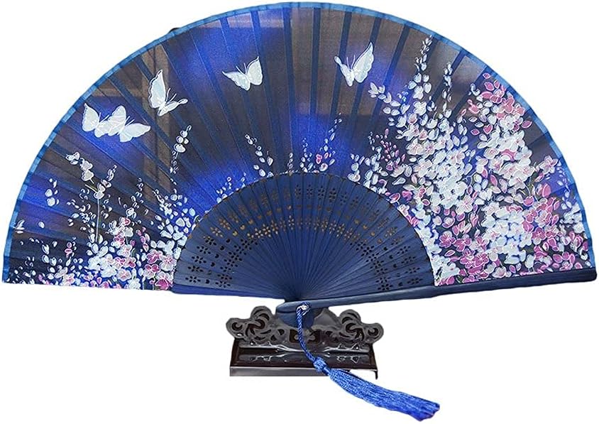 Fan Japanese Style Fan Women's Silk Fan Bamboo Fan Gift Ancient Dance Home Ceremonial Fan (Color : C) (C)