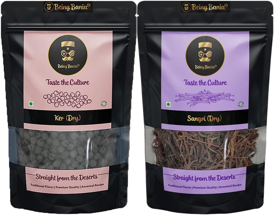 Being Bania Ker Sangri Dry Combo (200 gm + 150 gm), Ready to Cook with Recipe, Marwadi Rajasthani Sabji, Panchkutta, Dry Vegetables, Kair Sangari, Premium and Traditional