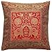 DK Homewares bohémien Jacquard Canapé 16 x 16 Rouille Brocart Housse de Coussin Paon d'éléphant Décoration d'intérieur Carré Taie d'oreiller (40x40 cm; Rouille)  -Set de 1 Pc