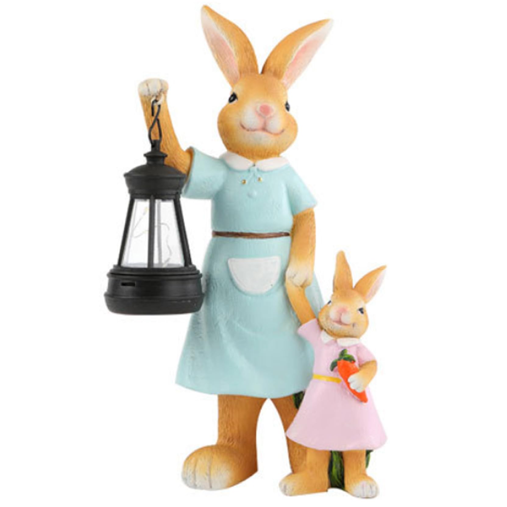CAKEEYUM Bunny Statue, Solar Garden Statues with Light, Handcrafted Mother and Daughter Rabbit Garden Decor, Resin Outdoor Figurine for Patio, Yard, and Home Bunny Statue, Statues, Decor, Outd