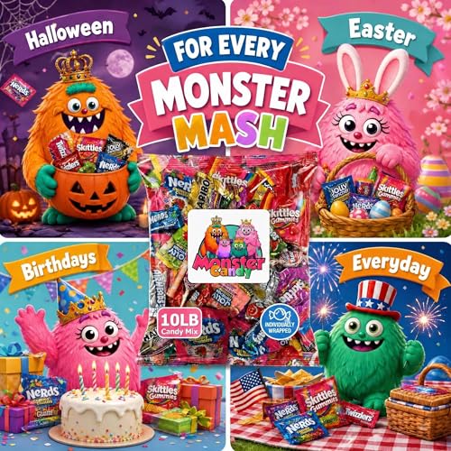 Image of Party Favor Candy Mix - 10 lb Pinata Stuffers Candy Bulk - Goodie Bag Stuffers for Kids Party Favors - Candy Variety Pack - Bulk Candy Bags - Individually Wrapped Candies - Parade - July 4th