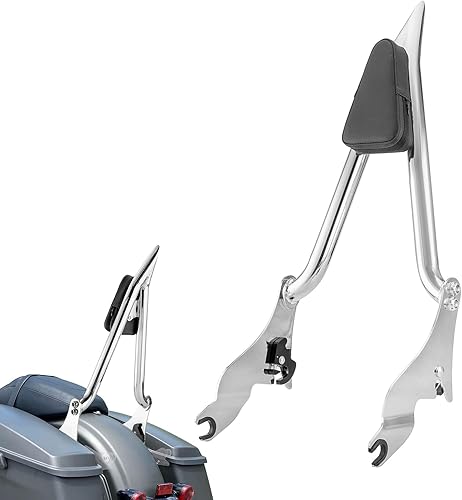 Mofun Respaldo de pasajero de 27 pulgadas de alto, barra gruesa de 1.3 pulgadas, compatible con Harley Touring Road King Street Electra Road Glide