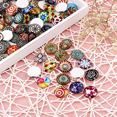 Craftdady 200Pcs Mosaic Printed Glass Cabochons 20Mm (3/4") Mixed Colors Flat Back Half Round Dome Cabochon Tiles For Jewelry Making #TOP3