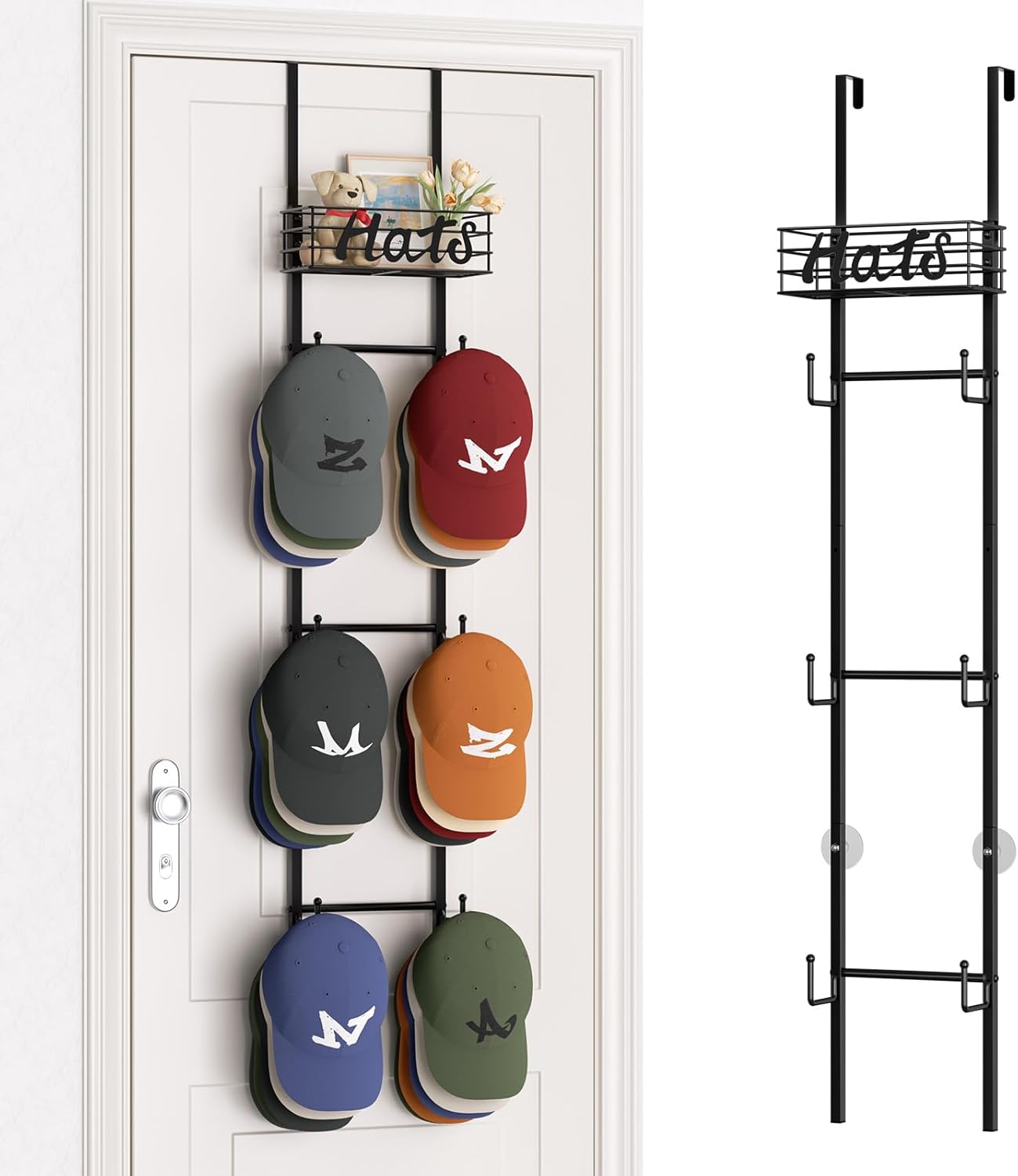 Amazon.com: SWTYMIKI Over Door Hat Organizer - Wall Mounted Hat Rack ...