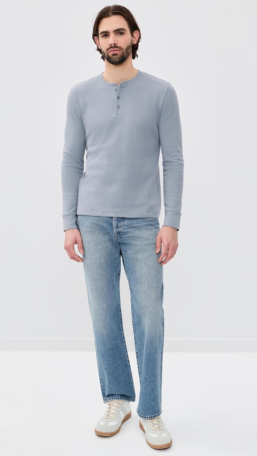Vince Men's Jacquard Rib Long Sleeve Henley
