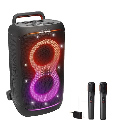 JBL PARTYBOX 520 Portable Speaker Karaoke Bundle with Digital Wireless Microphone System - Speaker + 2 Mics - Black