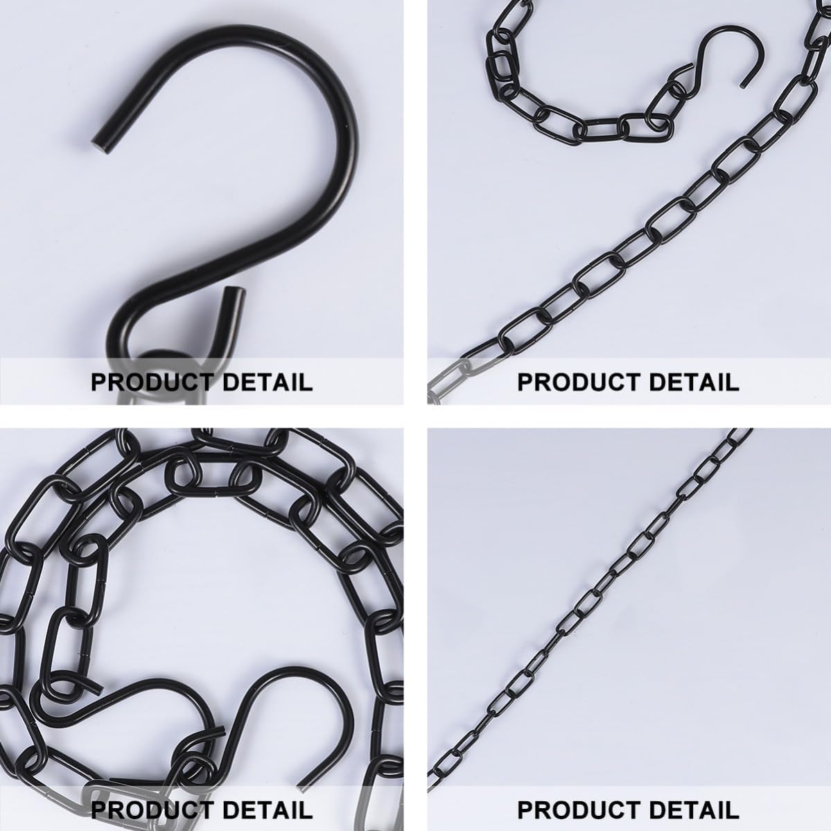 2 Pieces Hanging Basket Chain with Double Hook Black Iron for Lantern image 3