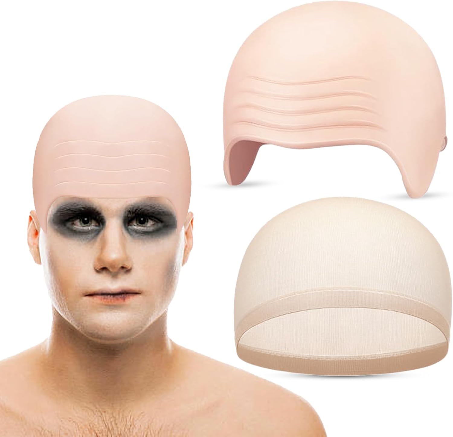 Bald Caps Makeup Latex Bald Head Wig Caps Cosplay Costume for Adults, for Theme Party Decorations Supplies