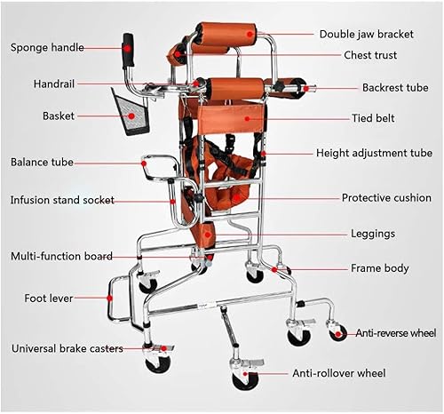 Miniatura 3 de Caminadores con ruedas y rodillos para caminar hacia arriba y hacia abajo, caminador ajustable para parálisis cerebral, ejercicio de rehabilitación
