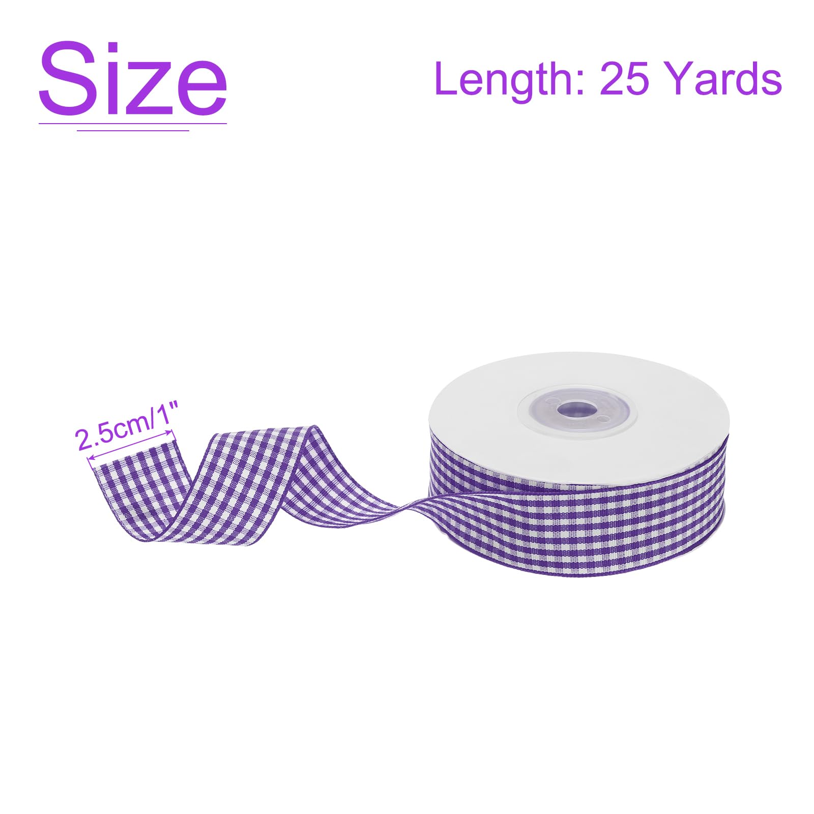DMiotech 1 Inch 25 Yards Gingham Ribbon, Checkered Ribbon Plaid Ribbon for Gift Wrapping Decoration Art Craft DIY Lavender Purple - Image 3