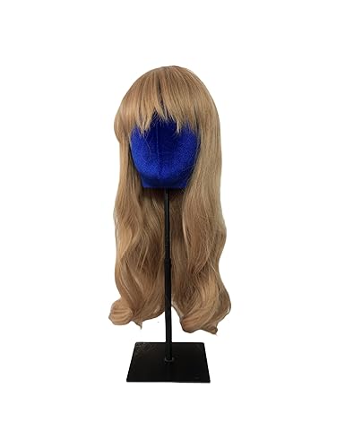 Miniatura 5 de Adjustable Black Base Velvet Female Mannequin Head Belle for Hat Wig Jewelry Earring Scarves Display Hat stand Wig stand (Navy Blue*black square