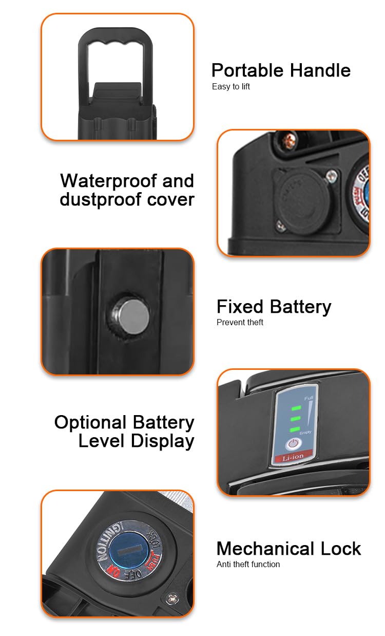 Yasco 36 V 15 Ah Ebike batteria al litio rimovibile con caricatore, kit di conversione della batteria della bici elettrica di grande capacità (36 V 15 Ah)