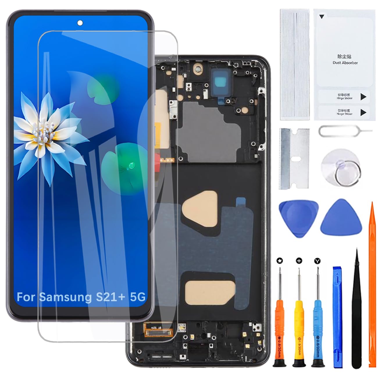 H&LYCYJ Pantalla de visualización para Samsung Galaxy S21 Plus 5G TFT G996B G996B/DS G996U LCD Kit de repuesto de pantalla (Negro con marco, Sin huellas dactilares)
