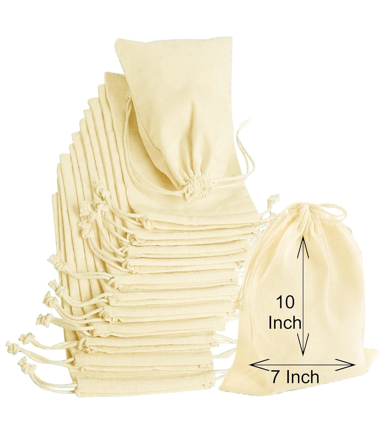OREAYU Prime 12 Pcs Cotton Drawstring Potli Cloth Bags,Reusable bags for Kitchen, Non Plastic Packing use, Masala Potli, Spice Bag.Size 10 x 7 inches-image-17