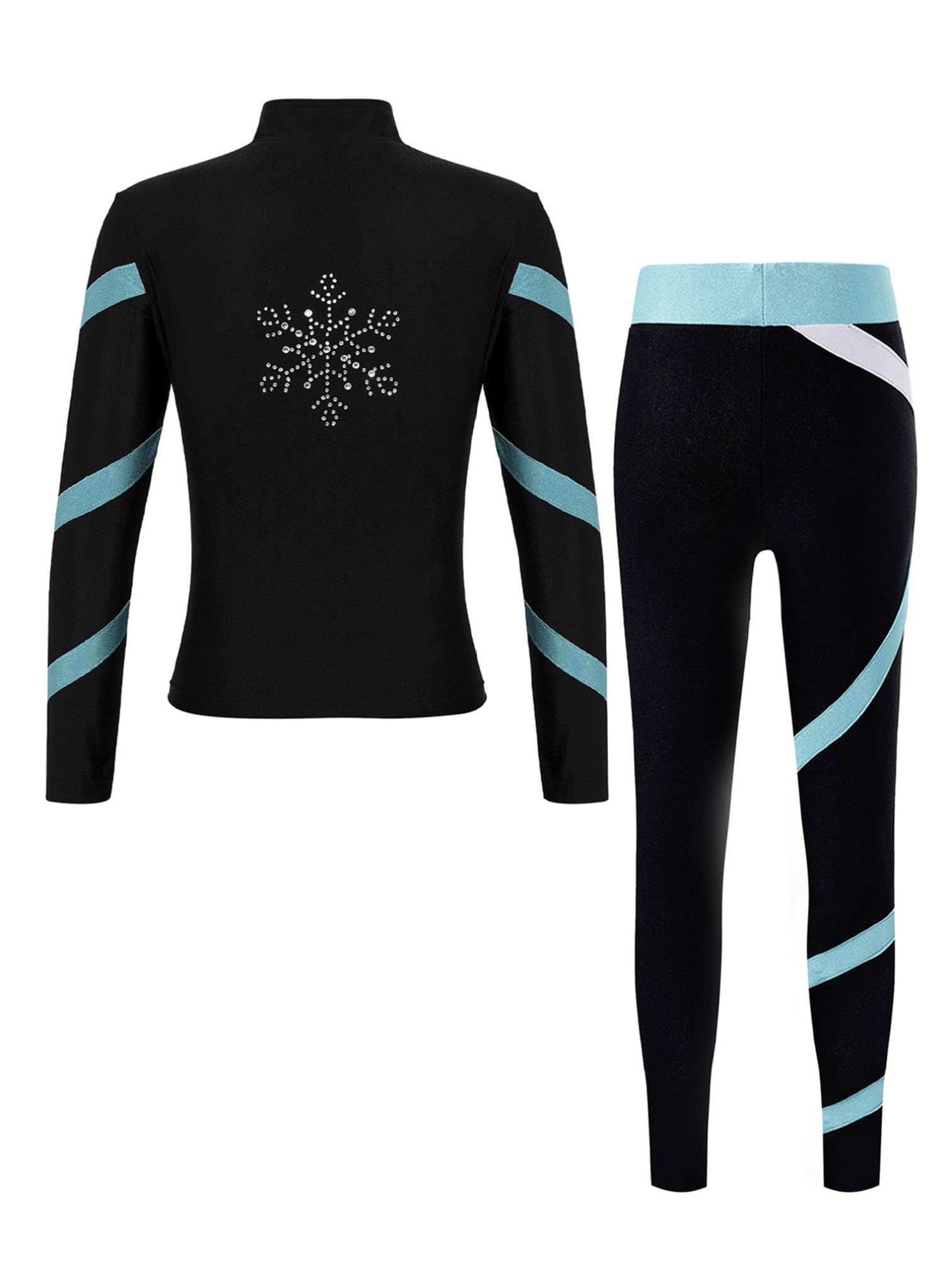 ranrann Ensemble Patinage Artistique Fille Veste Chaud Polaire avec Pantalon Collant Legging Tenue Patinage sur Glace Sport B Bleu clair 9-10 ans