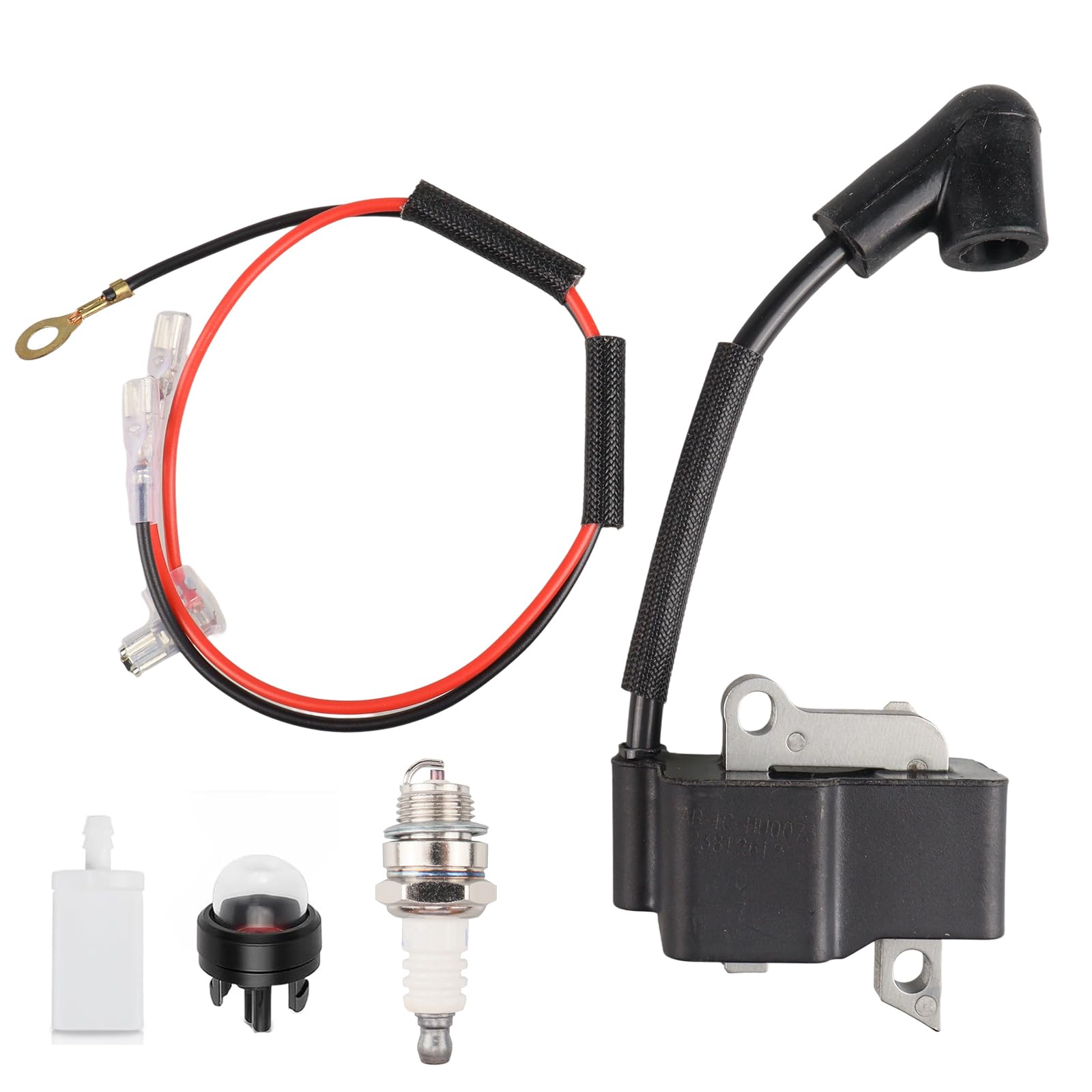 Photo 1 of 573935701 Ignition Coil with Spark Plug for Husqvarna 435 435E 440 440E 445 445E 450 450E Chainsaw Replace 573935702 505427201 573935701 544243801