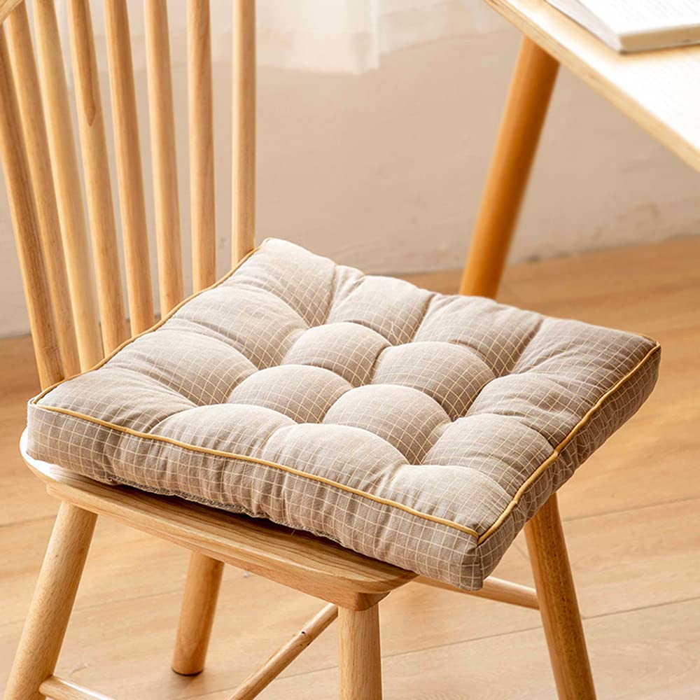 Albrose Square Chair Cushions Cotton Linen Floor Pillow for Kitchen Dining Outdoor Seat Pads Cushion 2 PCS Set