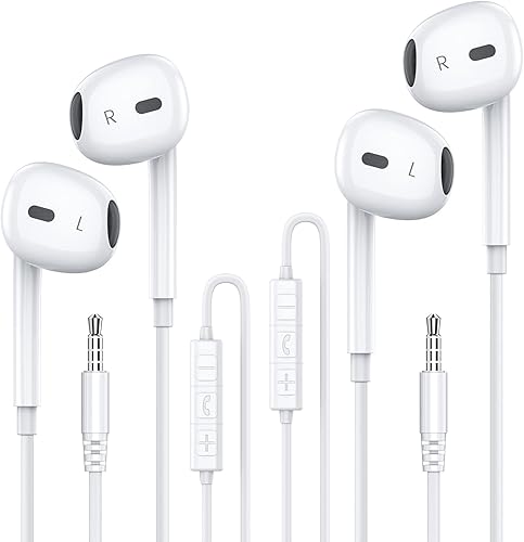 MOSWAG Auriculares intrauditivos, auriculares de medio oído con micrófono integrado control de volumen adecuado para IPad, Android, MP3, Samsung, la