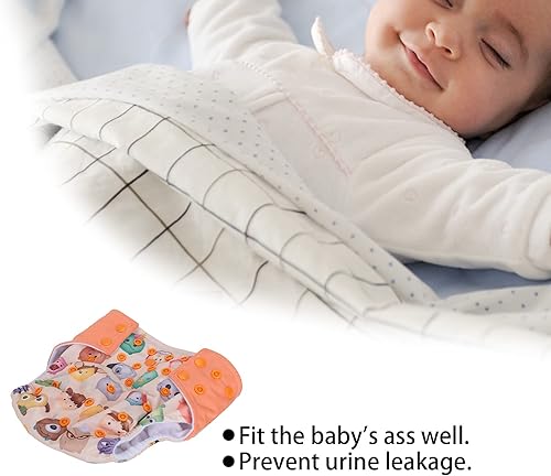 Miniatura 2 de Pañal reutilizable para bebé, talla única, ajustable, pañales de tela lavables para recién nacidos (dibujos animados)