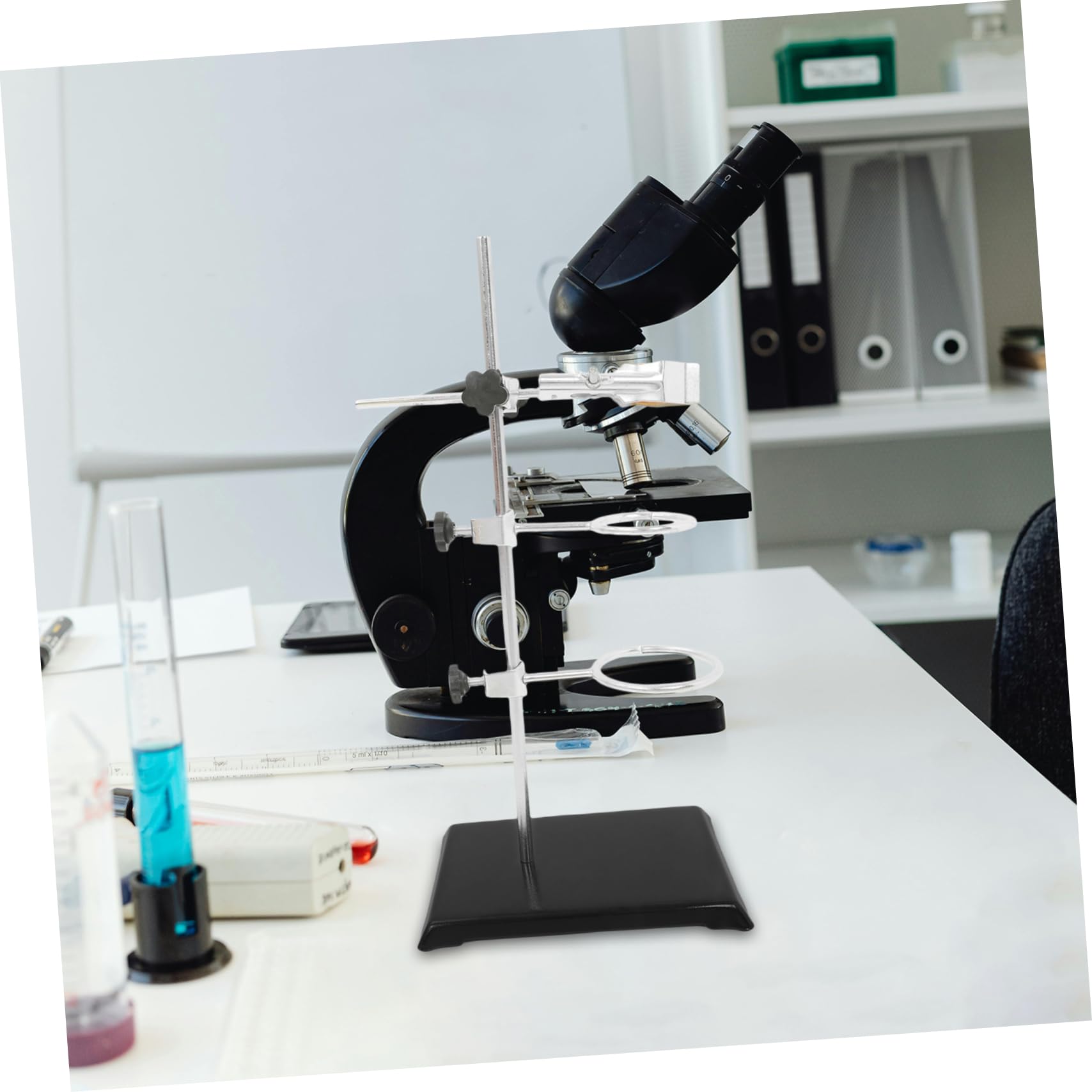 VALICLUD Support de Laboratoire Réglable avec Pinces pour Flacons Équipement pour Expériences Scientifiques Écoles et de Recherche Noir