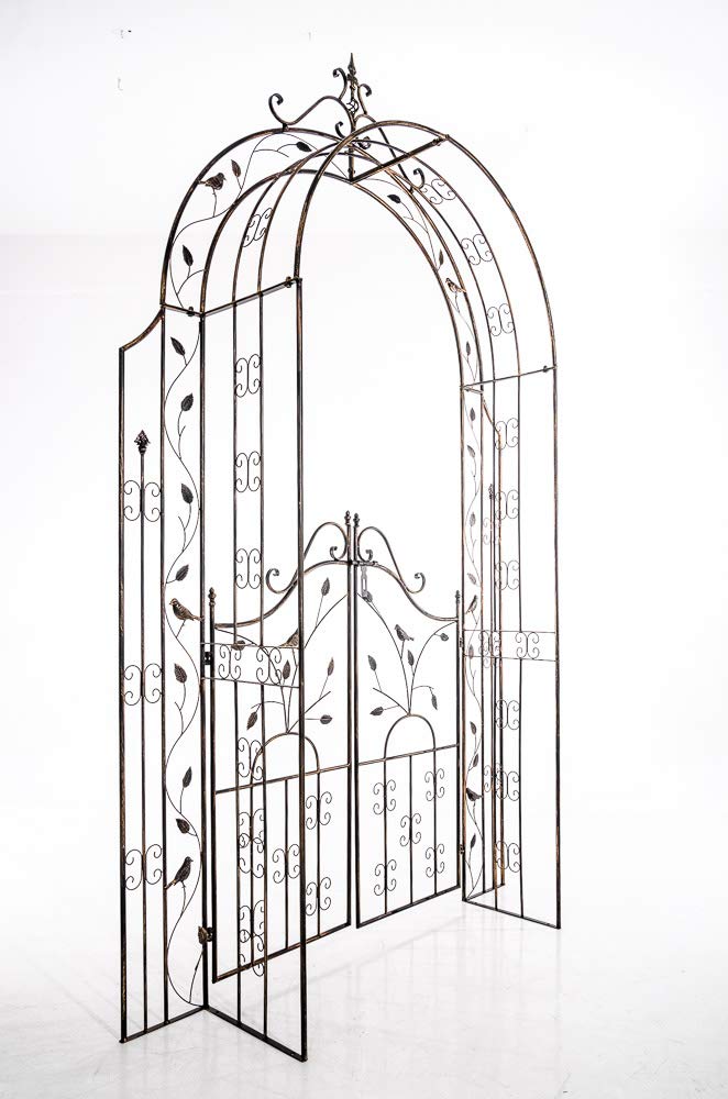 CLP Arche de Jardin avec Portillon Grenada - Support pour Plantes Grimpantes Arcades à Rosiers en Fer Forgé Robuste avec Porte - Couleur :, Couleur:Bronze
