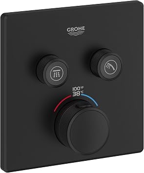 GROHE 291412430 تقليم الصمام الحراري Grohtherm ، وظيفة مزدوجة ، أسود غير لامع