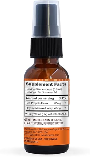 Miniatura 2 de Wedderspoon Spray de garganta con miel de propóleo y manuka, miel original, 1 onza líquida (paquete de 1), alivio del dolor de garganta, apoyo